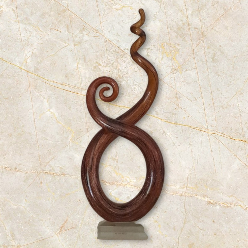 Murano Italian Brown Swirl Sparkle Glass Sculpture